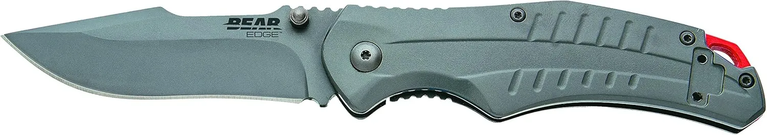Bear Edge Stainless Steel Frame Lock Folding Knife, 3-1/4" High Carbon Stainless Steel Blade, Assisted Opening w/Reversible Pocket Clip (61114)