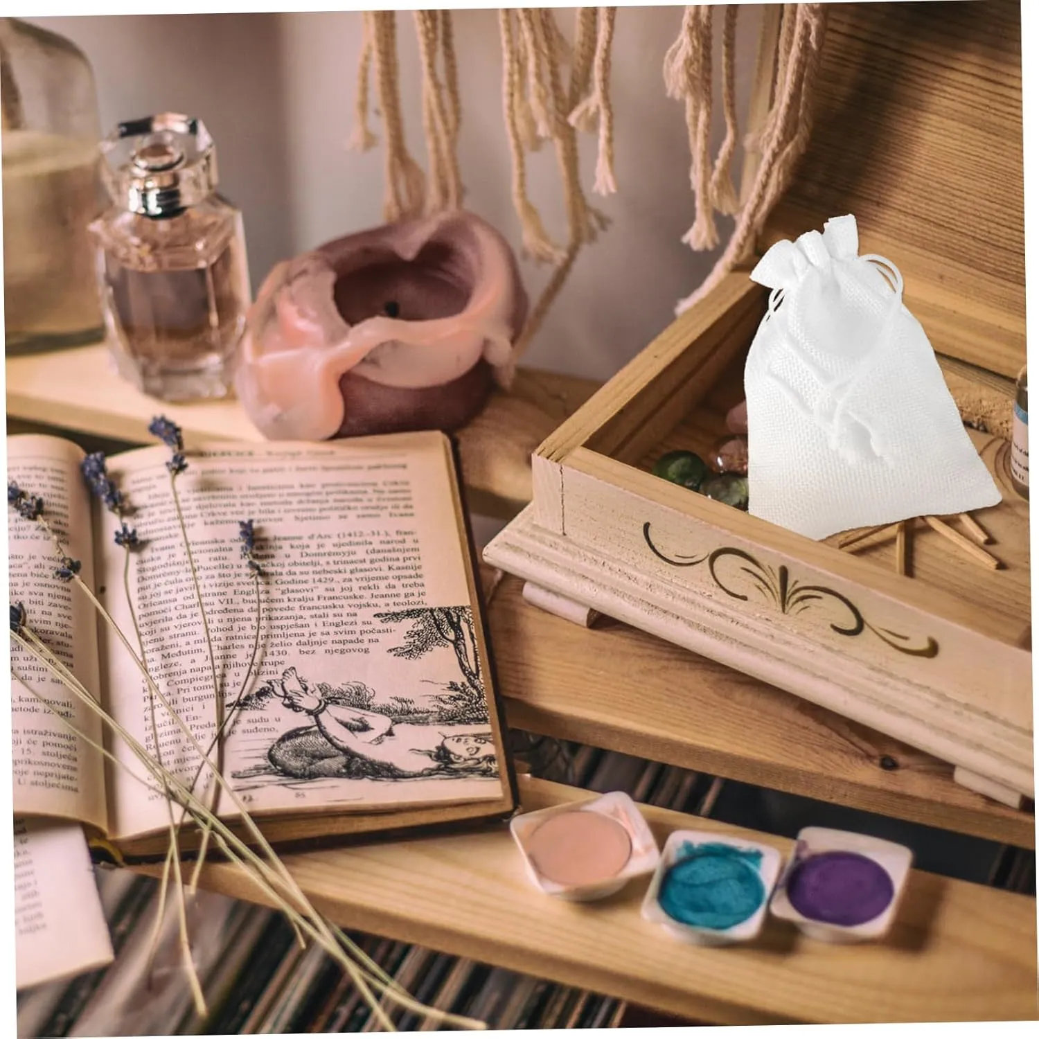 Beavorty 3sets Jute Jewelry Pouch Drawstring Bag for Beads Portable Makeup Organizer 13.5x9.5cm 10pcs*3