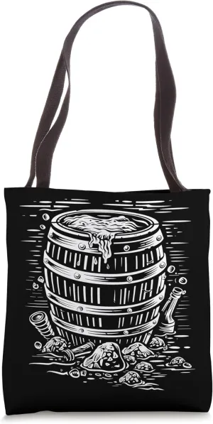 Beer Barrel Woodcut Tote Bag