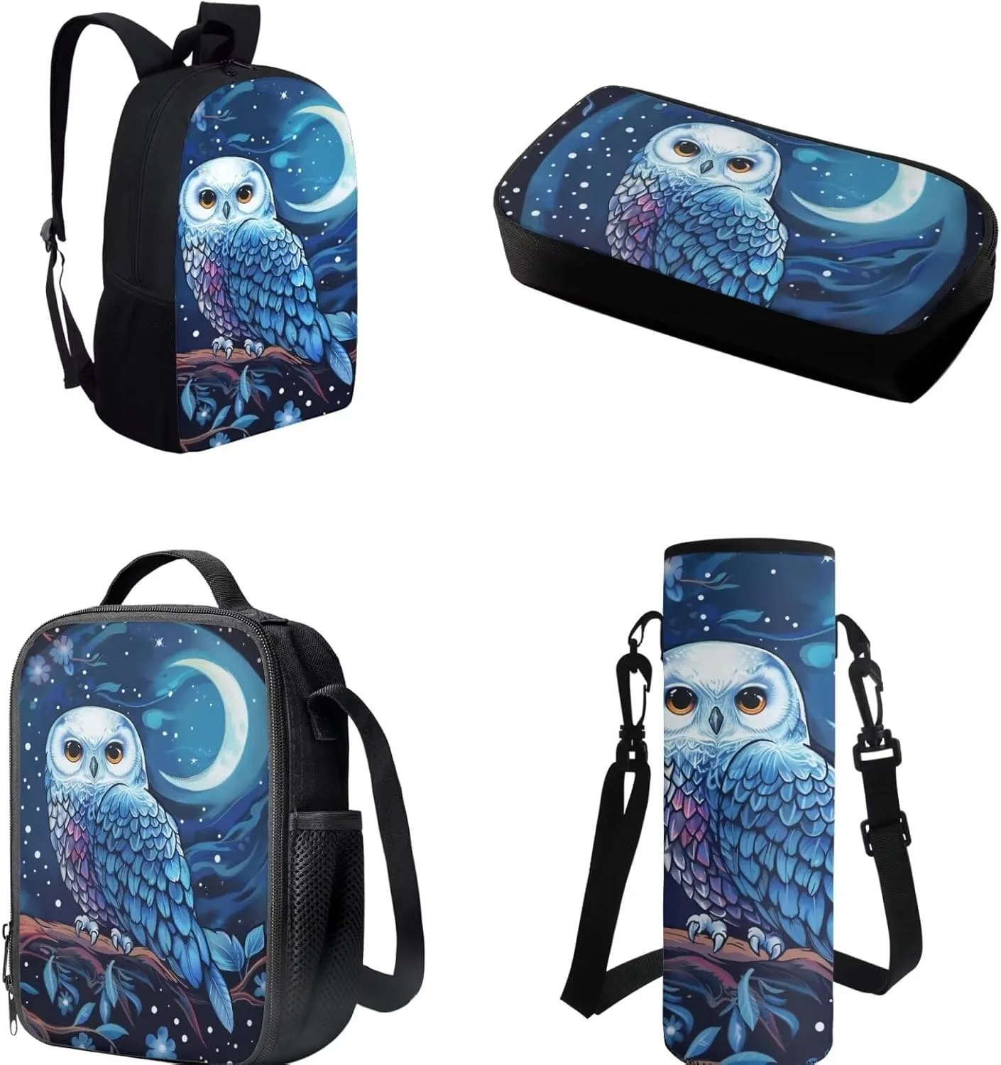 Belidome Boho Owl Kids School Bag Bookbag   Lunch Bag   Pencil Case for Middle Primary Schoolbag Girls