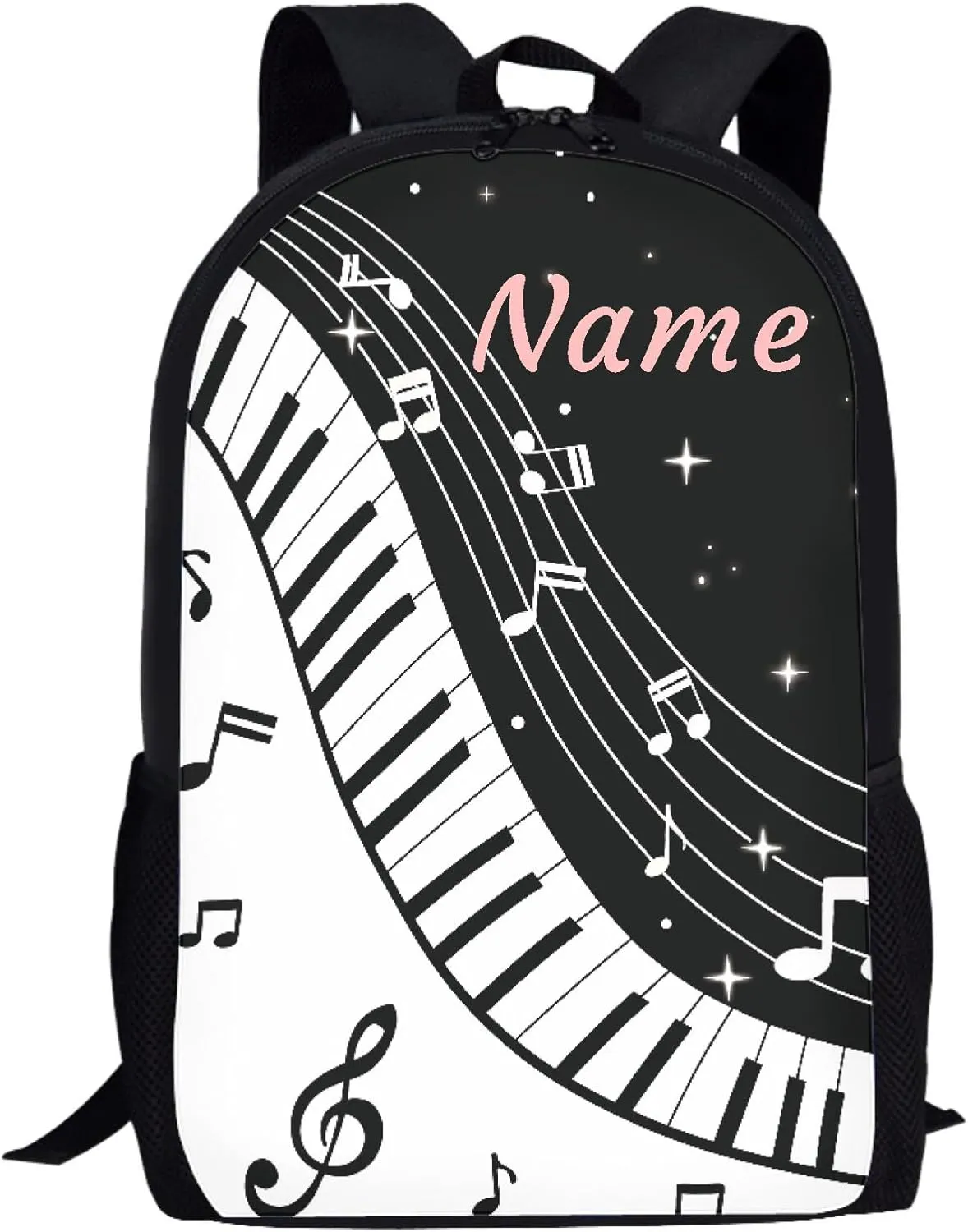 Belidome Custom Backpack with Name, Piano Key Music Notes Printed, School Book Bag Rucksack Daypack for Kids Boy Girl, Back to School Personalized Gifts