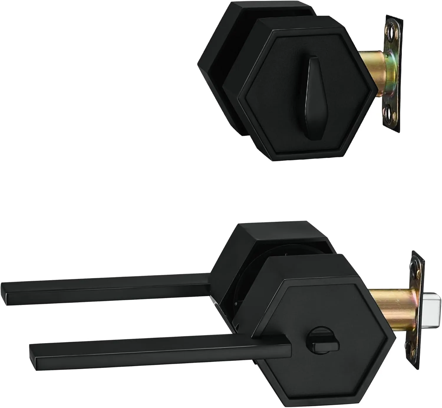 Berlin Modisch Zero Gravity Metro Series Entry Lever Door Handle Set and Single Cylinder Deadbolt Locking Lever HandleSet [Front Door or Office] Reversible Heavy Duty – Iron Black Finish