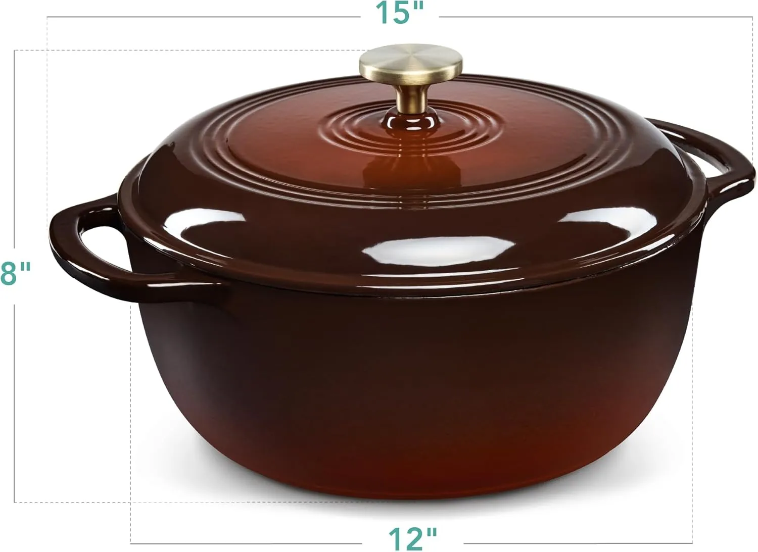 Best Choice Products 7.5 Quart Enamel Cast-Iron Round Dutch Oven, Family Style Heavy-Duty Pre-Seasoned Cookware for Home, Kitchen, Dining Room, Oven Safe w/Lid, Dual Handles - Chocolate Ganache