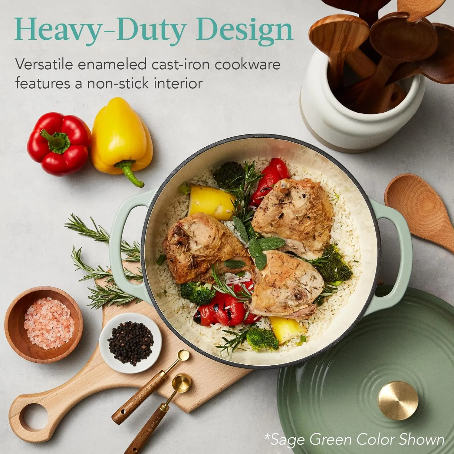 Best Choice Products 7.5 Quart Enamel Cast-Iron Round Dutch Oven, Family Style Heavy-Duty Pre-Seasoned Cookware for Home, Kitchen, Dining Room, Oven Safe w/Lid, Dual Handles - Chocolate Ganache