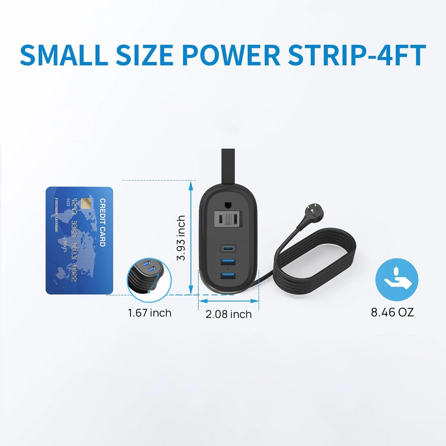 BEVA Travel Power Strip with USB Ports, 4FT Travel Flat Plug Extension Cord, Fast Charge PD 20W 2 Outlets 3 USB Ports, Non Surge Protector for Cruise Ship Travel Essentials(PD20W Charge Black)
