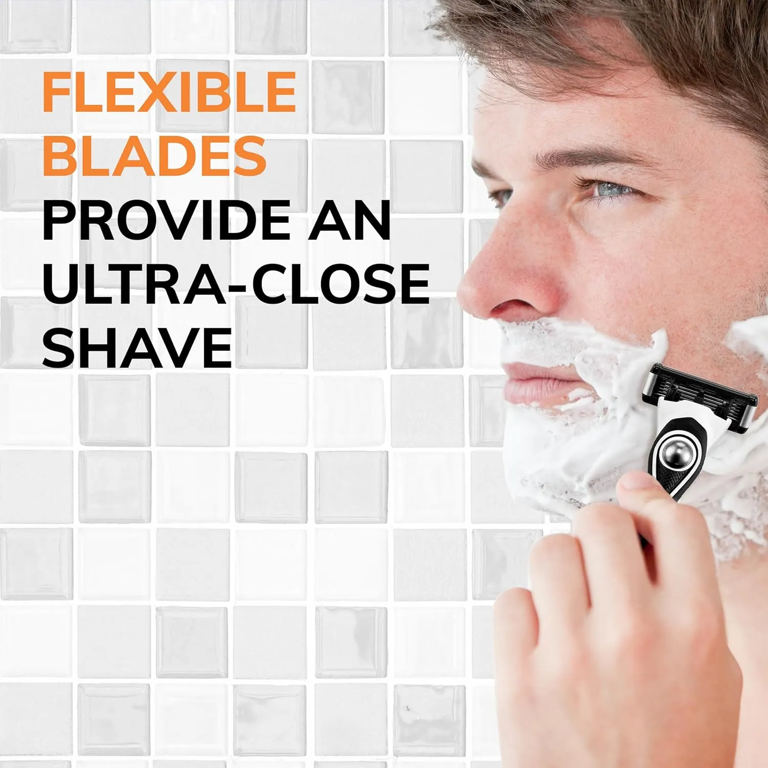 BIC Flex 5 Refillable Men's Razor, Ideal Head Shavers for Bald Men, 12 Refill Cartridges, 5 Blade Razors for a Close Shave