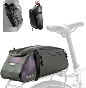 Bicycle Rear Rack Pannier Bag,Trunk Bags,Backpack,Handbag,Large Space,Reflective Logo,for Cycling Rear Rack,1 Pack (Color : Color Reflective)