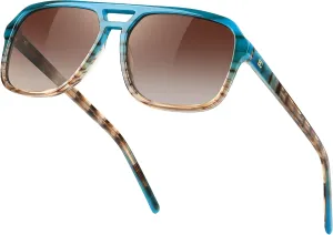 BIRCEN Women Polarized Acetate Sunglasses: Fashion Square Aviator Shades UV Protection for Trendy Laides Travel Beach Outdoor