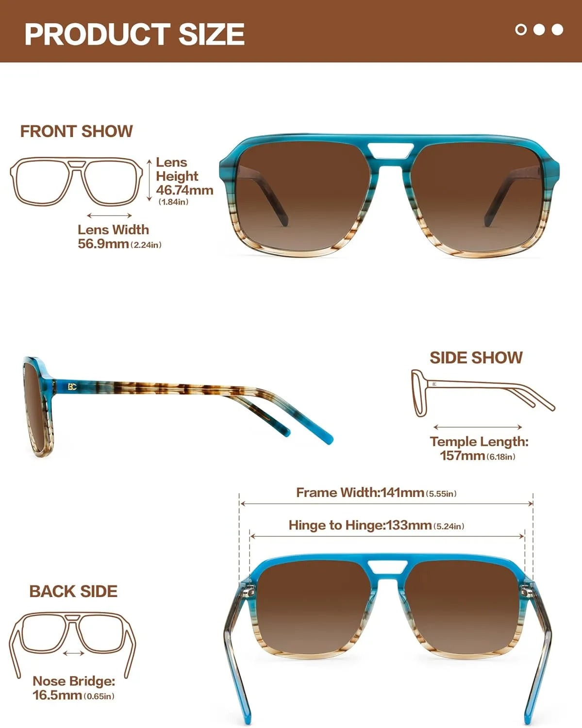 BIRCEN Women Polarized Acetate Sunglasses: Fashion Square Aviator Shades UV Protection for Trendy Laides Travel Beach Outdoor