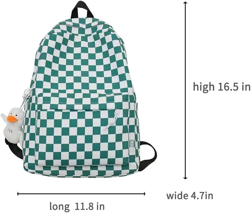 Black White Race Checkered Cute Bag Travel Daypack Water Proof Large Bookbag for Women Stylish Rucksack (Black)