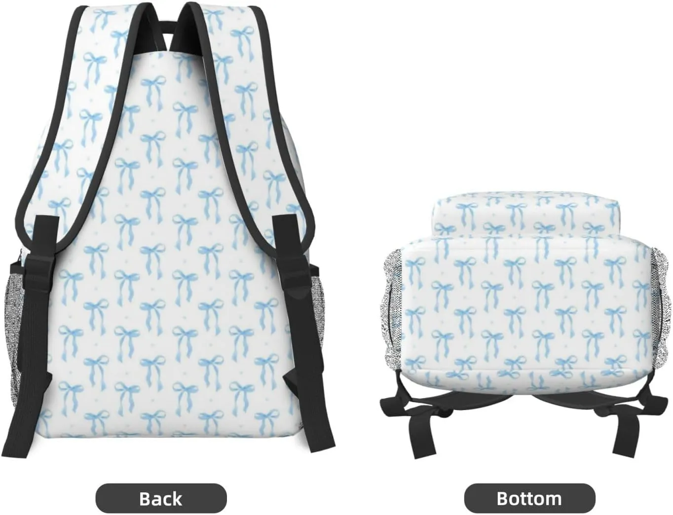 Blue Bow Backpack For Women Men Preppy Lightweight Backpack Laptop Travel Sports Bag Casual Daypack Backpack Adjustable Shoulder Straps With Multiple Pockets