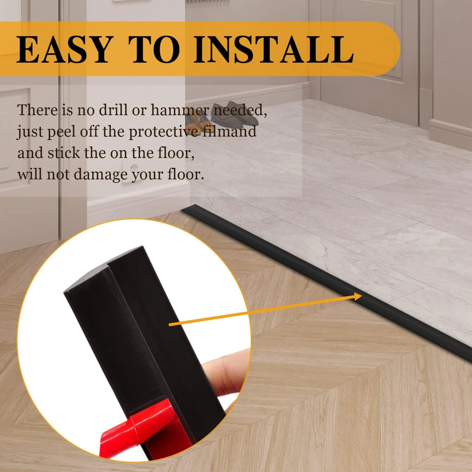 BNELL Carpet & Floor Edging Trim Strip,Self Adhesive-PVC Floor Transition Strip,Threshold Transitions Suitable for Threshold Height Less Than 20mm (6.56FT_Black)