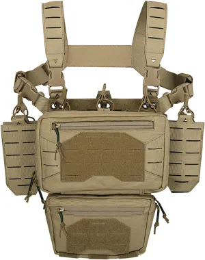 BOMTURN Chest Rig Tactical Chest Rig 1000D Molle Micro Chest Rigs Adjustable Detachable Modular Vest with Mag Pouch