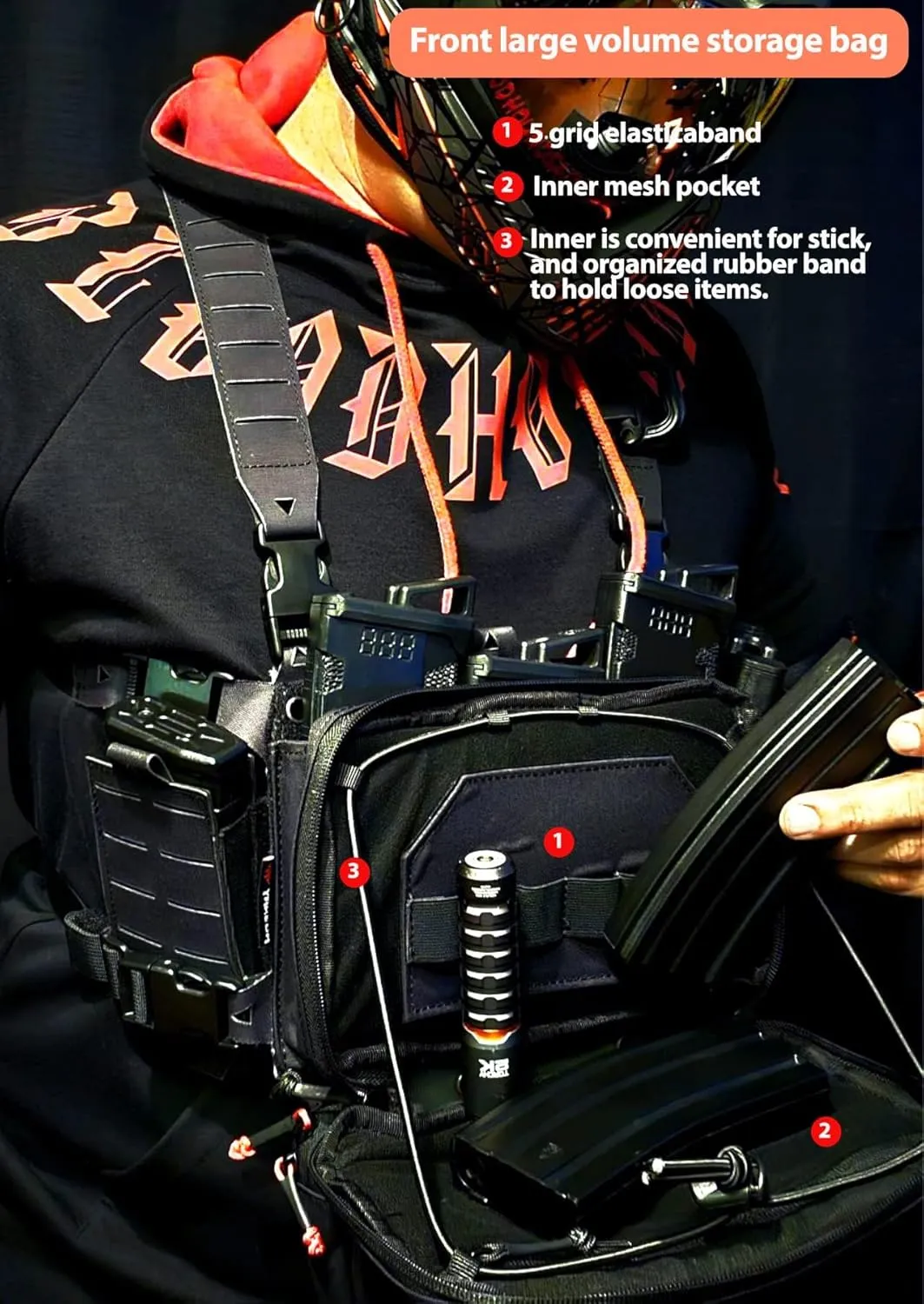 BOMTURN Chest Rig Tactical Chest Rig 1000D Molle Micro Chest Rigs Adjustable Detachable Modular Vest with Mag Pouch