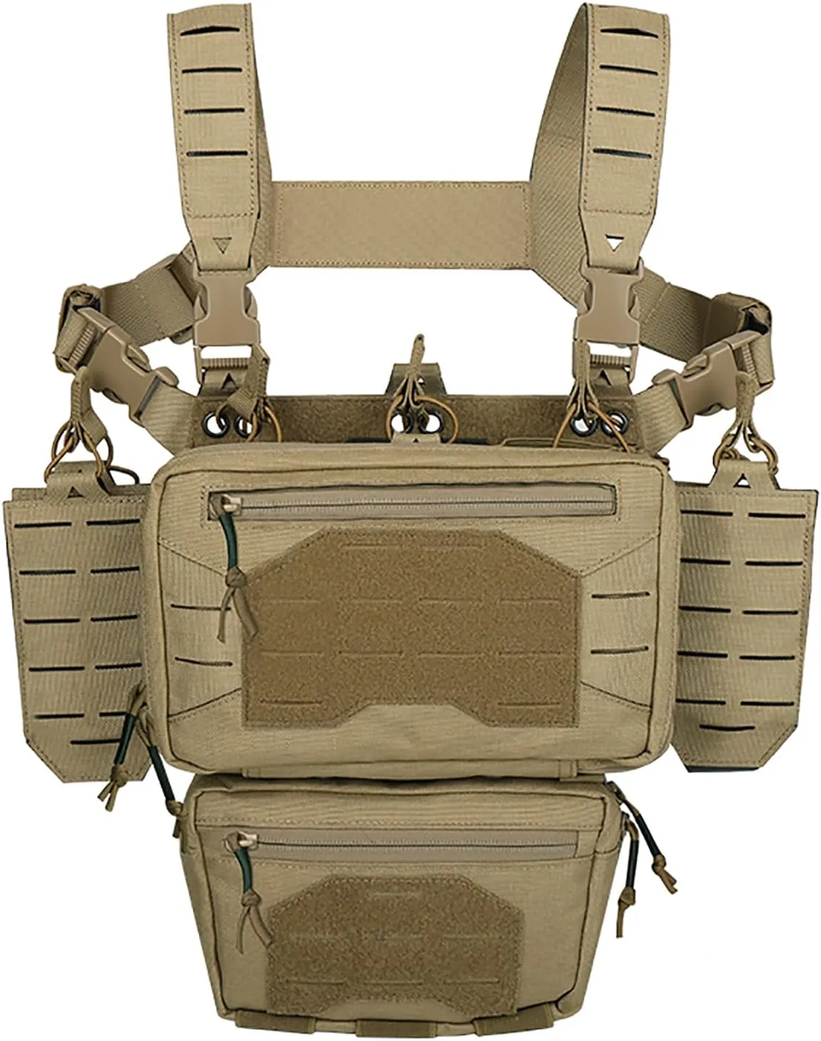 BOMTURN Chest Rig Tactical Chest Rig 1000D Molle Micro Chest Rigs Adjustable Detachable Modular Vest with Mag Pouch