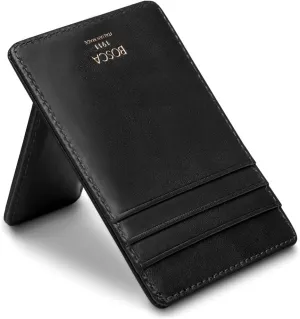 Bosca Italian Leather Men's Wallet with Money Clip - Hand-Stained Old Leather Italia Front Pocket Wallet For Men, Magnetic Clip, Gift-Ready Packaging, Black