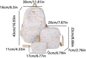 Bow Backpack 3Pcs Set Coquette Nylon Backpack Cute College Laptop Rucksack for Women Fashion Travel Daypack