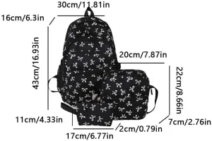 Bow Backpack 3Pcs Set Coquette Nylon Backpack Cute College Laptop Rucksack for Women Fashion Travel Daypack