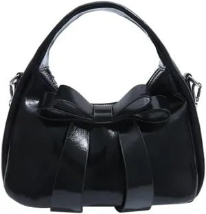 Bow Purse,Cute Clutch Y2K Crossbody Bag,Soft Leather Shoulder Bag Top-handle Small Designer Handbag with Chain Strap