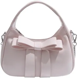 Bow Purse,Cute Clutch Y2K Crossbody Bag,Soft Leather Shoulder Bag Top-handle Small Designer Handbag with Chain Strap