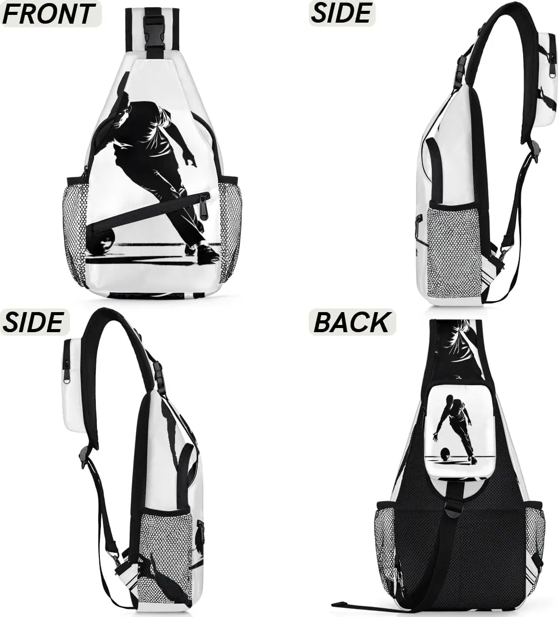 Bowling Ball Sling Bag for Women Men, Ball Player Waterproof Crossbody Sling Backpack Sports Travel Outdoor Chest Bag