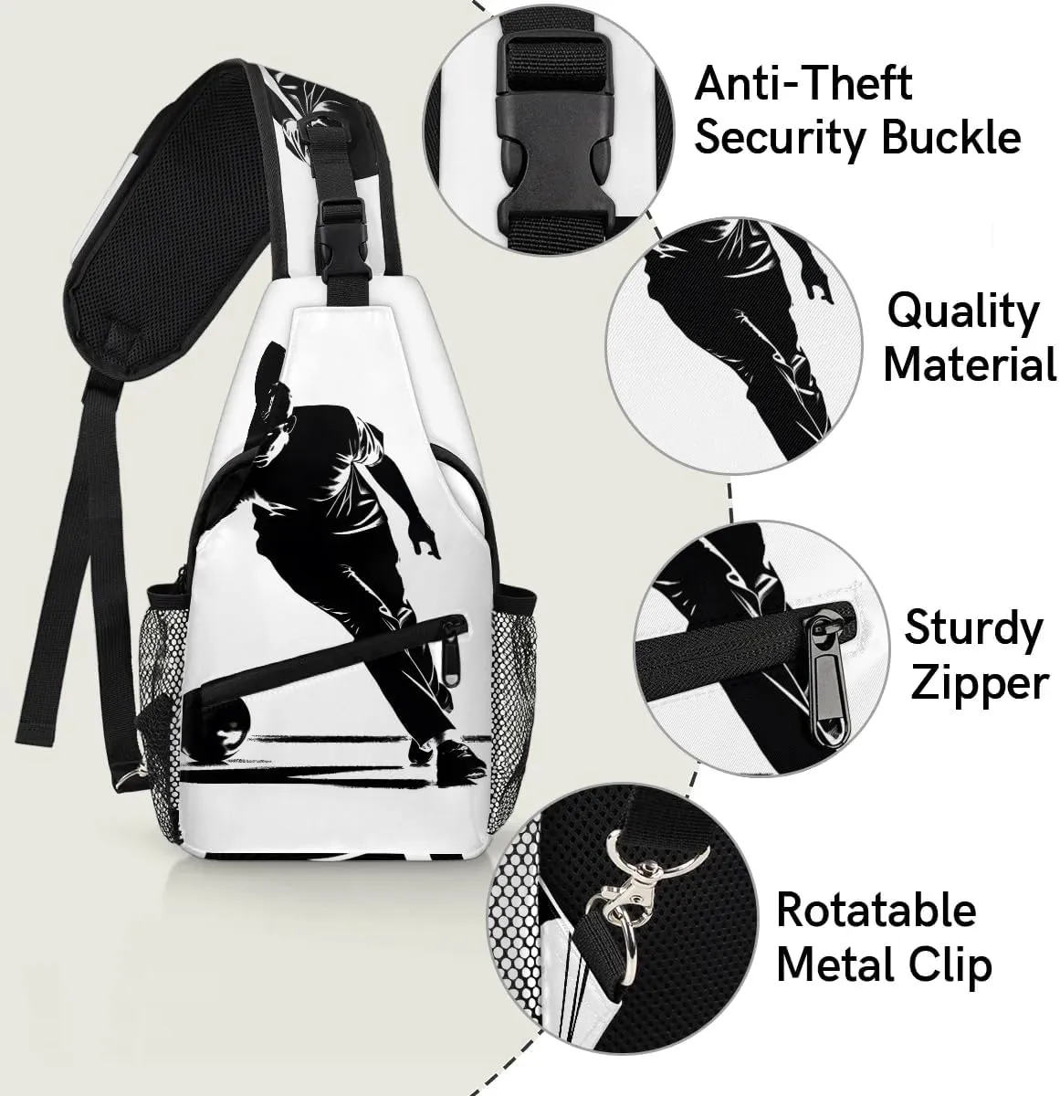 Bowling Ball Sling Bag for Women Men, Ball Player Waterproof Crossbody Sling Backpack Sports Travel Outdoor Chest Bag