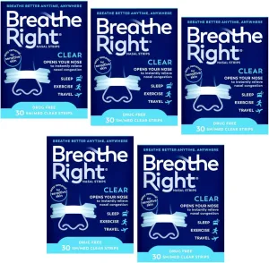 Breathe Right Nasal Strips Clear Small/Medium 30 Each (Pack of 5)