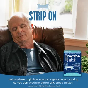 Breathe Right Original Nasal Strips | Clear | Sm/Med | for Sensitive Skin| Drug-Free Snoring Solution & Nasal Congestion Relief Caused by Colds & Allergies | 30 ct (Packaging May Vary) (Pack of 2)
