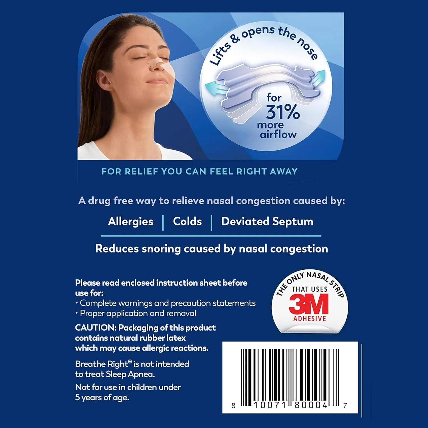 Breathe Right Original Nasal Strips | Clear | Sm/Med | for Sensitive Skin| Drug-Free Snoring Solution & Nasal Congestion Relief Caused by Colds & Allergies | 30 ct (Packaging May Vary) (Pack of 2)
