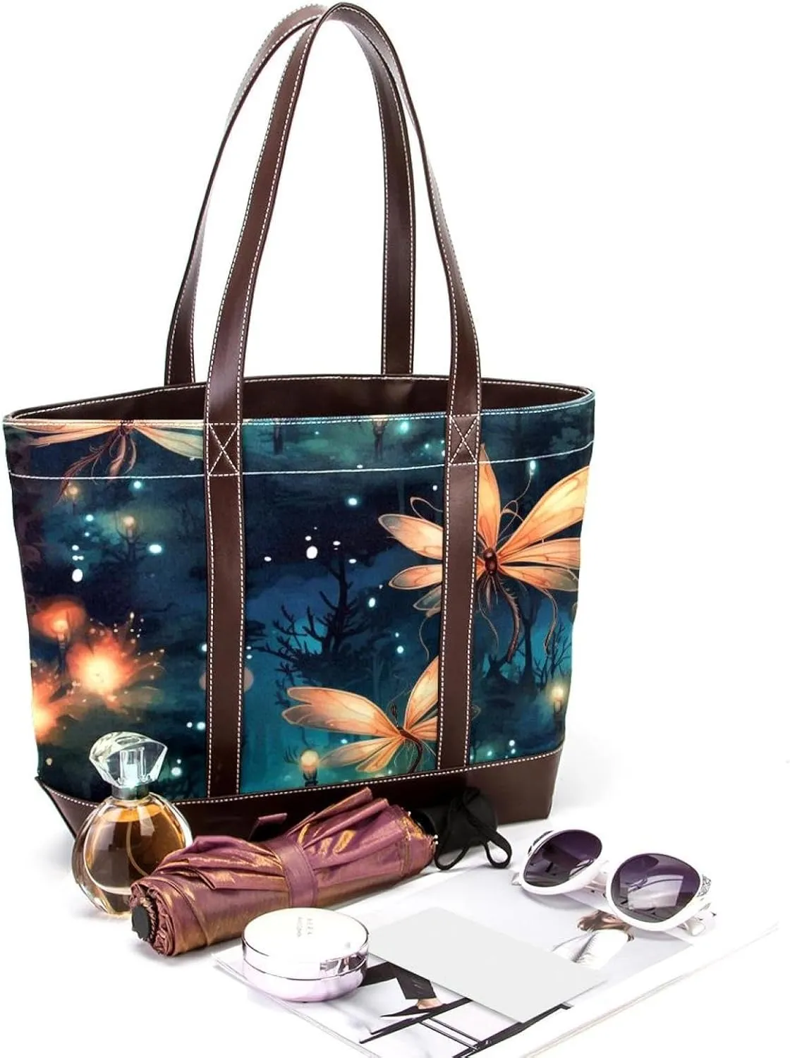 Bright Fireflies-573 Shoulder Purses for Women Large Soft Washed Leather Purses and Durable Handbags