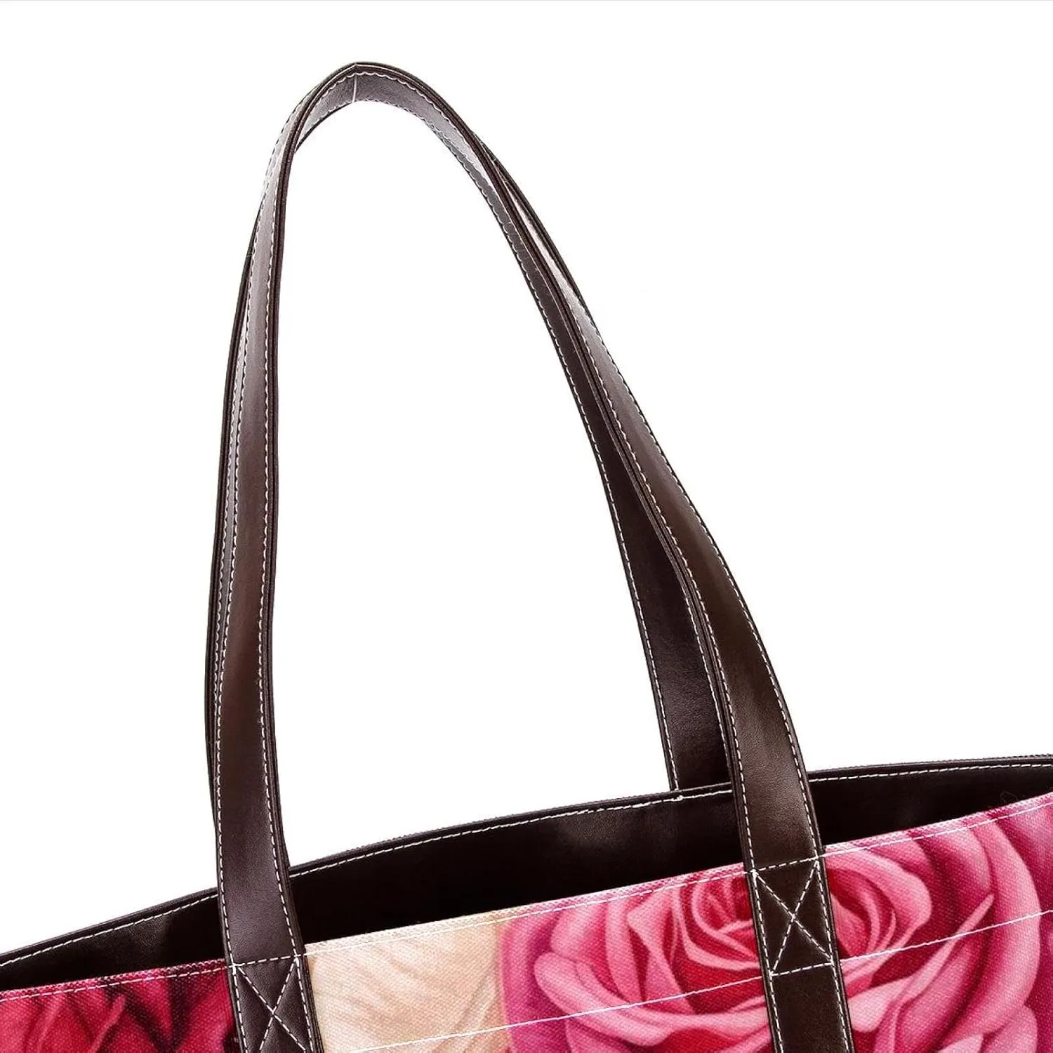 Bright Red Roses-947 Fashion Washed Durable Leather Purse Bag for Women Top Handle Ladies Shoulder Bags with Pockets Zipper