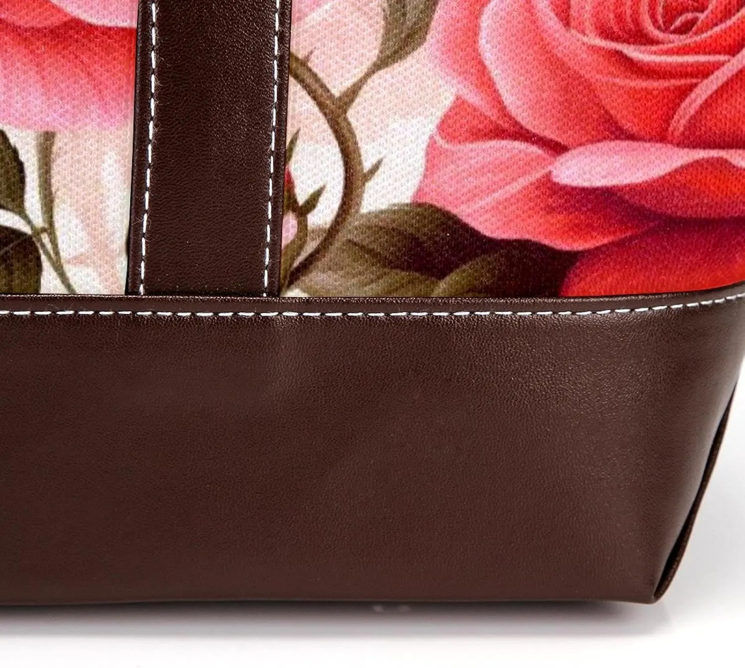 Bright Red Roses-947 Fashion Washed Durable Leather Purse Bag for Women Top Handle Ladies Shoulder Bags with Pockets Zipper