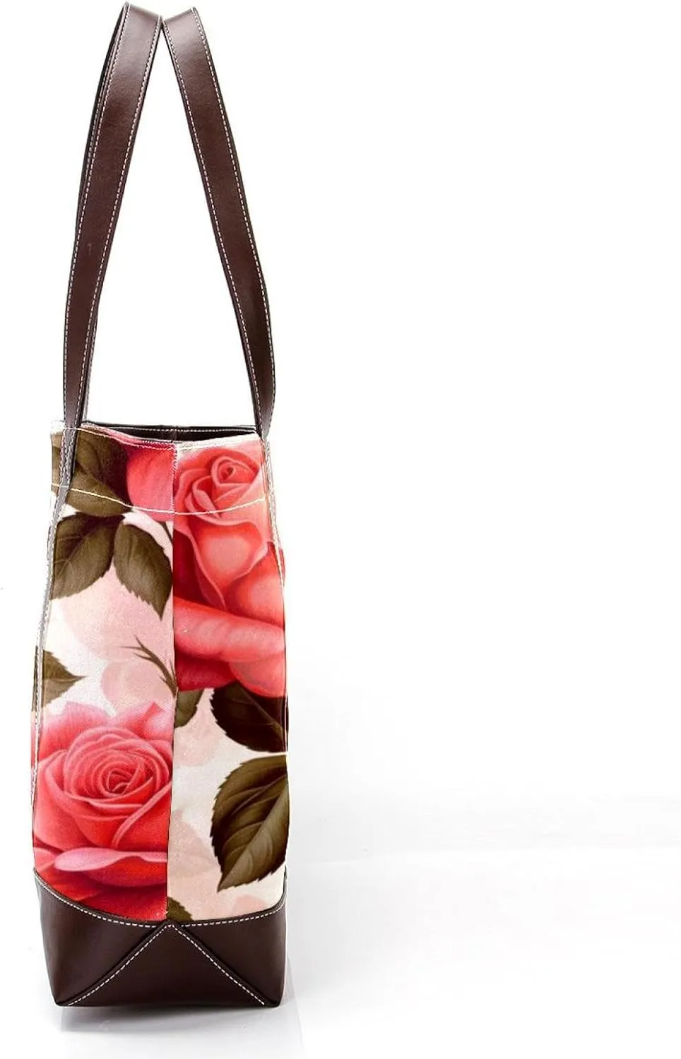 Bright Red Roses-947 Fashion Washed Durable Leather Purse Bag for Women Top Handle Ladies Shoulder Bags with Pockets Zipper