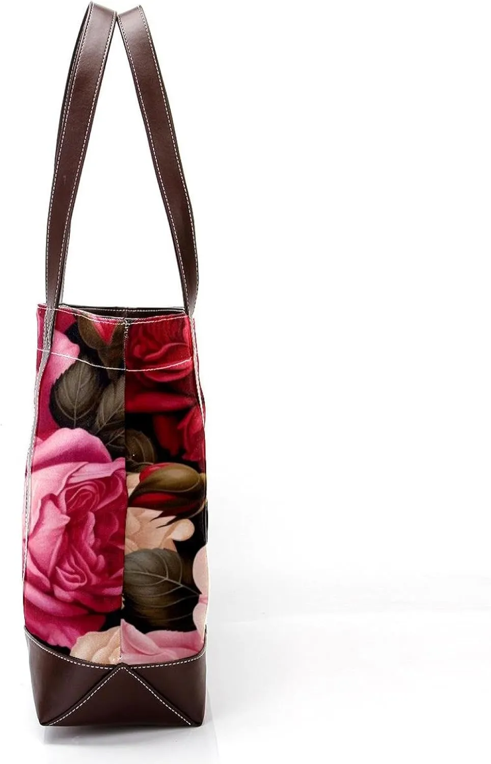 Bright Red Roses-947 Fashion Washed Durable Leather Purse Bag for Women Top Handle Ladies Shoulder Bags with Pockets Zipper