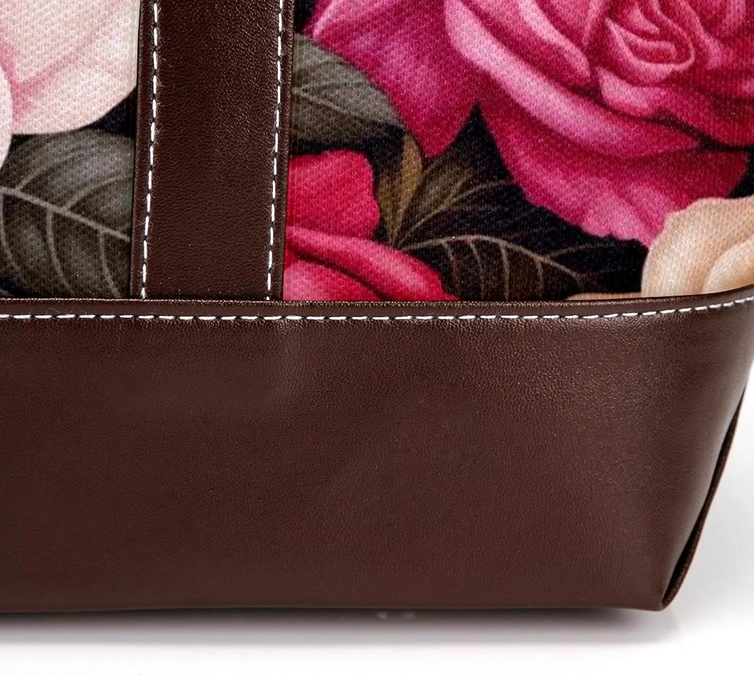 Bright Red Roses-947 Fashion Washed Durable Leather Purse Bag for Women Top Handle Ladies Shoulder Bags with Pockets Zipper