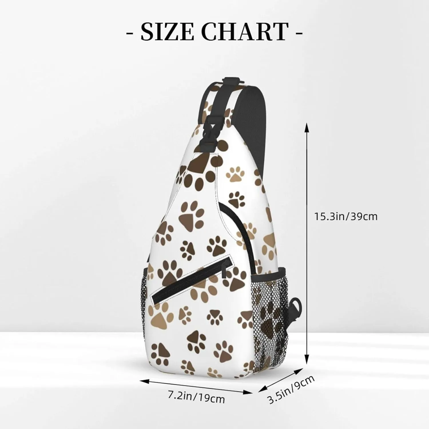 Brown Dog Paw Print Crossbody Bags Cross Men Chest Bag Adjustable Sling Backpack Shoulder Bag For Women Cycling Travel Sport Hiking