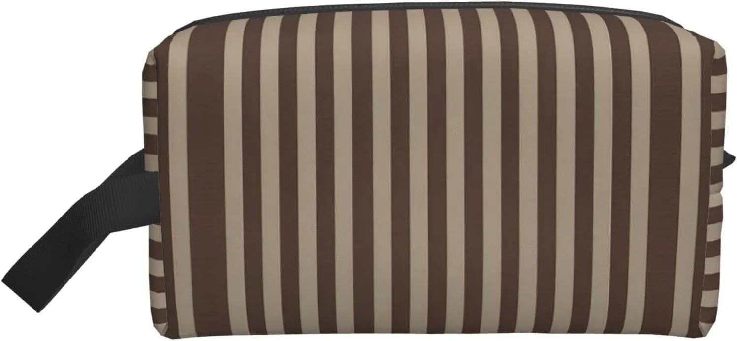 Brown Strip print Travel Toiletry Bag for Men,Shaving Kit with Large Capacity for Travel Accessories