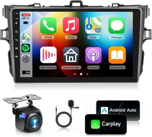 【Build-in DSP】 Radio for Toyota Corolla 2009-2013 Car Stereo with Wireless Carplay Android Auto,9inch 1080P Touch Screen EQ 5.0 Bluetooth GPS Chip 26UIs RDS FM Radio WiFi SWC Backup Camera 2G 32G