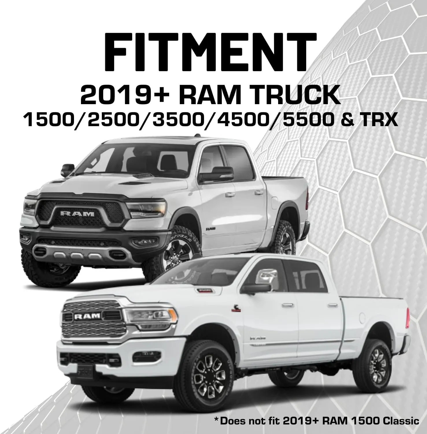 Bulletpoint Multiple Device Metal Dash Mount Cell Phone Holder Compatible with 2019  RAM Truck 1500, 2500, 3500, TRX, RHO (RubiGrid v2)