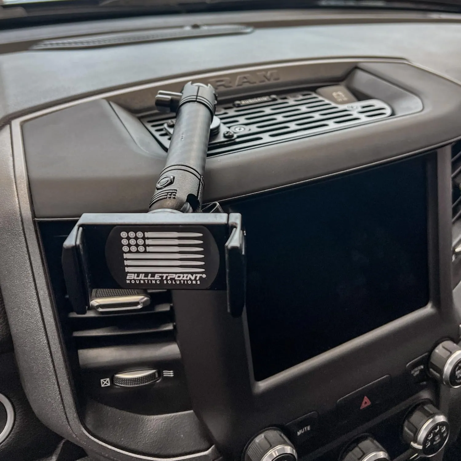 Bulletpoint Multiple Device Metal Dash Mount Cell Phone Holder Compatible with 2019  RAM Truck 1500, 2500, 3500, TRX, RHO (RubiGrid v2)
