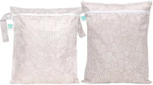 Bumkins Waterproof Wet and Wetdry Bags for Baby, Travel, Swim Suit, Cloth Diaper, Pump Parts, Pool, Beach, Gym Clothes, Toiletry, Hook to Stroller, Daycare, Zipper Reusable Packing Pouch, Boho Beige