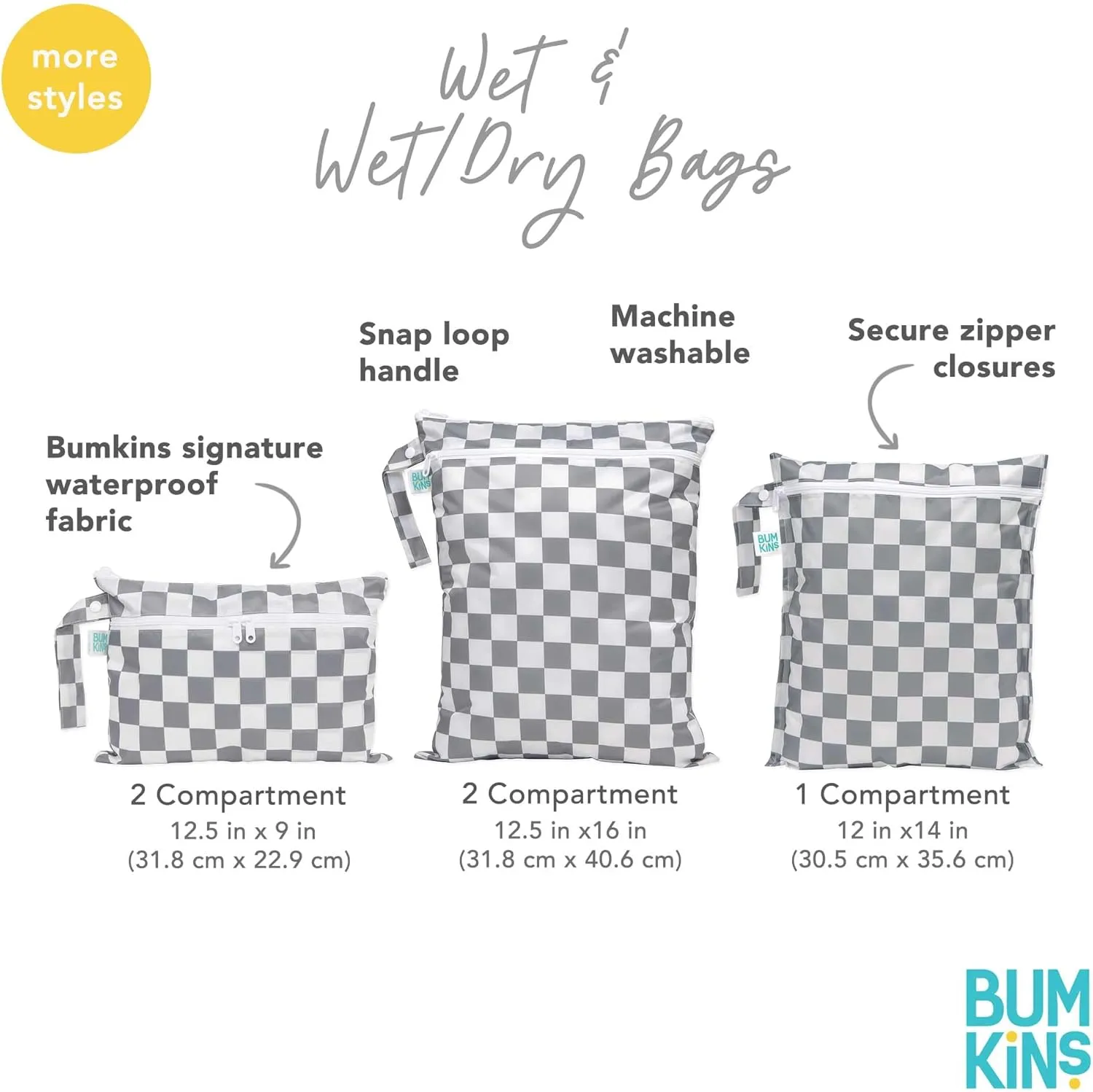 Bumkins Waterproof Wet Bag for Baby, Travel, Swim Suit, Cloth Diapers, Pump Parts, Pool, Beach, Gym Clothes, Toiletry, Hook to Stroller, Daycare, Zipper Reusable Wetdry Packing, 2-pk Ocean and Jungle