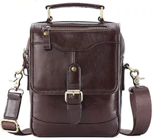 Business Briefcase, Leather Anti-Theft Multi-Function Shoulder Shoulder Chest Bag Multi-Pocket Large-Capacity Fashion Casual Handbag