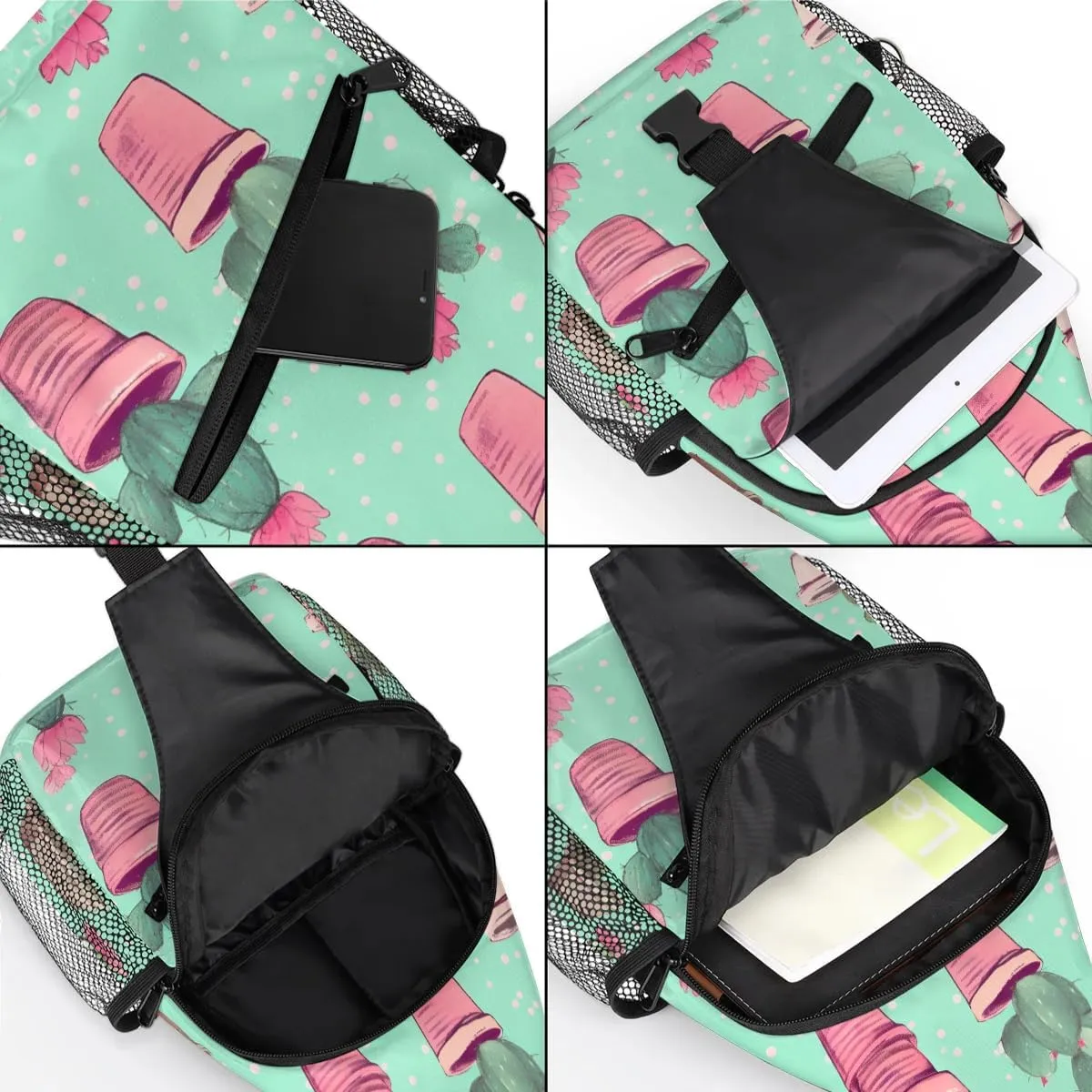 Cactus Sling Bag for Women Men, Waterproof Crossbody Sling Backpack Sports Travel Outdoor Chest Bag