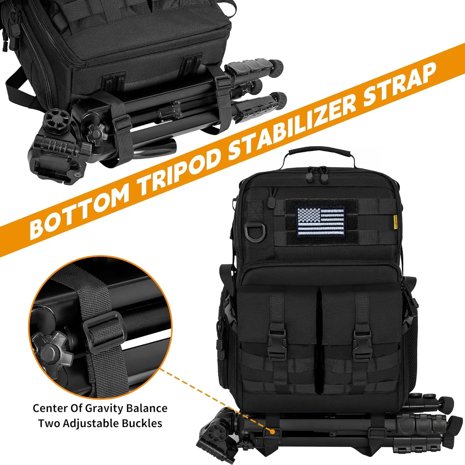 Camera Backpack for DSLR/SLR/Mirrorless Photography Camera, Tactical Camera Bag Case Water-resistant Travel Backpack with 15.6" Laptop Compartment Compatible with Canon/Nikon/Sony/DJI Mavic Drone