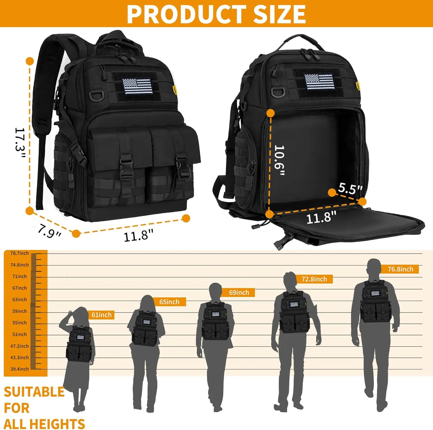 Camera Backpack for DSLR/SLR/Mirrorless Photography Camera, Tactical Camera Bag Case Water-resistant Travel Backpack with 15.6" Laptop Compartment Compatible with Canon/Nikon/Sony/DJI Mavic Drone