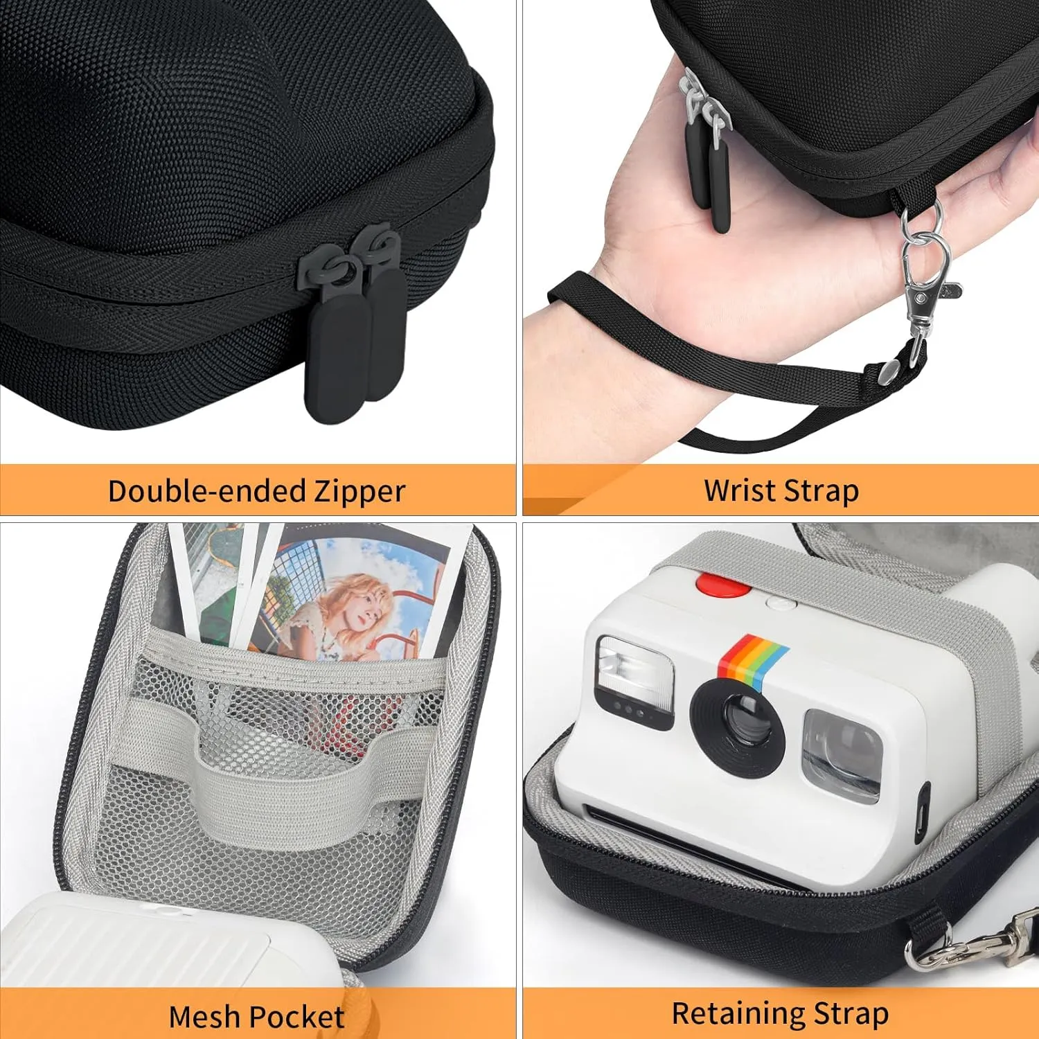 Camera Bag for Polaroid Go Gen 2/ Polaroid Go Mini Instant Camera, EVA Hard Shell Protective Case Portable Carry Travel Cover Storage Bag - White