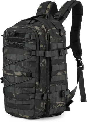 CamGo Military Tactical Backpack 25L Hunting Rucksack MOLLE Hiking Daypack for Daily Outdoor Sports (CP Black-25L)