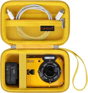 Canboc Carrying Case for Kodak PIXPRO WPZ2 Rugged Waterproof Digital Camera, Underwater Photography Camera Bag, Mesh Pocket fits USB Cable, Battery, Adapter, Yellow (Case Only)