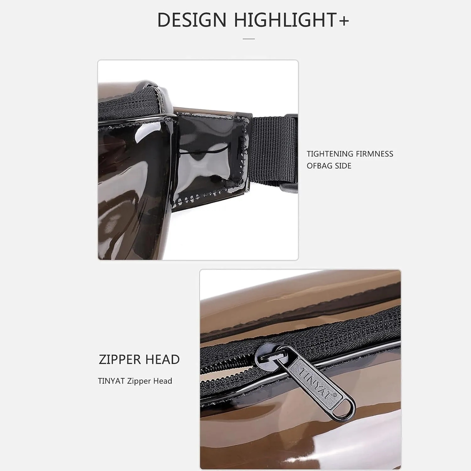 Canvas Shoulder Bag Woman Fanny Pack Transparent Clear Jelly Messenger Bags Waist Travel Fanny Bag (Black, One Size)